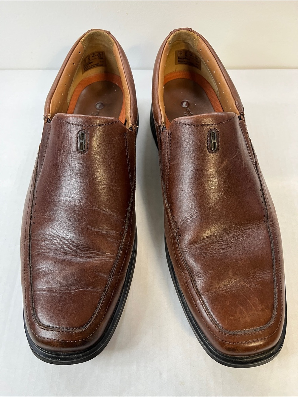 Clarks Brown Leather Slip-On Loafers